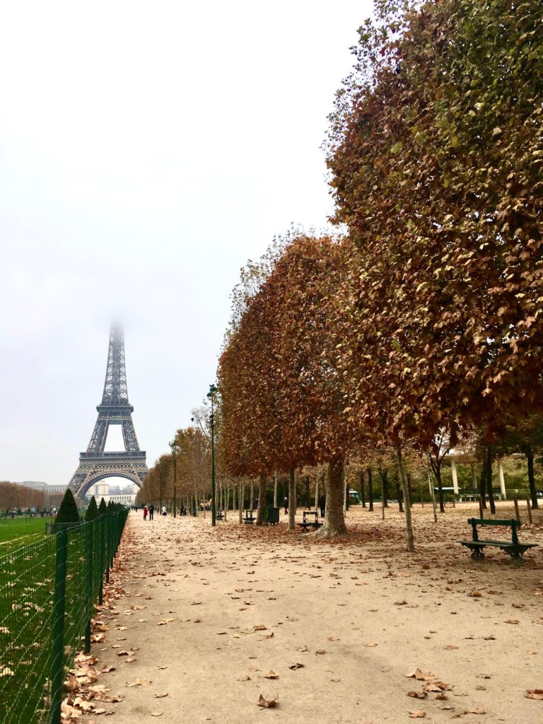 Eiffel Tower hidden by fog